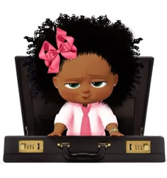 Download Afro girl boss baby with the pink tie and bow | Baby girl ...