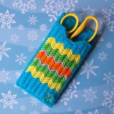 RESERVED For K Plastic Canvas Colorful Sweater Scissors Holder Included