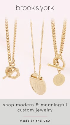 30 inch Chain with 2 inch Extender Brook /& York Custom Gold Plate Initial Vertical Bar Necklace