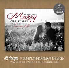 Christmas Save The Date Photo Card Engagement Printable Marry Christmas Merry Save The Date Card Wedding Www