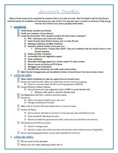 funeral checklist