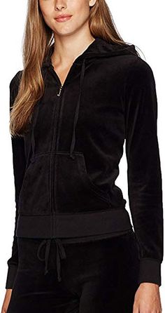 Juicy Couture Black Label Womens Velour Robertson Jacket pitch black Jackets, Juicy Couture, Couture, Leather Jacket, Jacket, Athletic Jacket, Jackets For Women, Clothes For Women