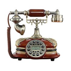 TelPal Corded Old Fashion Antique Telephone Decor 1960 Ceramic Antique Style Wired Home Office Telephone Decor System Black