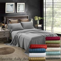Purple Solid /& Striped Bed Sheet Set All Size Deep Pkt 1000 TC Organic Cotton