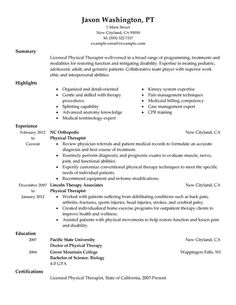 physical therapist resume template