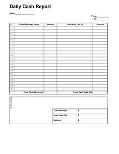 daily cash report template