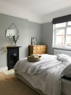 My bedroom update – Apartment Apothecary, green gray walls, sage green bedroom Sage Green Bedroom, Bedroom Green, Bedroom Colors, Home Decor Bedroom, Bedroom Apartment, Modern Bedroom, Bedroom Interior, Design Bedroom, Contemporary Bedroom