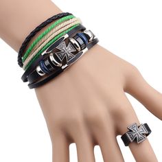 2017 New Fashion Religious Jewelry Bracelets Cross Metal Price Tracker And History Of 2017 Fashion Pulsera Woven Rope Leather Bracelet Men Roman Metal Cross Inlaid Handmade Beaded Bracelets Set Whole Jewelry