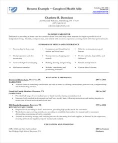 sample of caregiver resumes