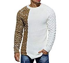 Vska Men Slim Fitting Ribbed Knitwear Knitting Pullover Sweater Jumper