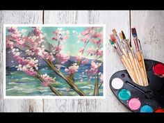 Как нарисовать сакуру на фоне скал гуашью! #Dari_Art - YouTube