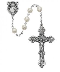 Bonyak Jewelry 18 Inch Rhodium Plated Necklace w// 6mm Sterling Silver Beads and Saint Mary Magdalene Charm