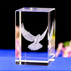 3D Laser Crystal Glass Personalized Etched Engrave Stand Graduation Landscape S