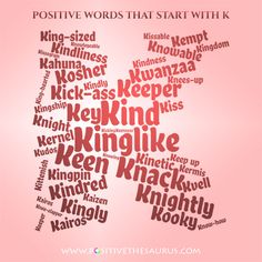 Ideal list of positive adjectives starting with K wordcloud #PositiveWords #PositiveAdjectives #PositiveSaurus #WordCloud Words With Q, H Words, Nonsense Words, Positive Quotes