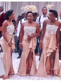 2017 Y Mermaid Bridesmaid Dresses Long Arabic South African Country Nigerian Bridesmaid Dresses Strapless Lace Mermaid Maid Bridesmaiddress Dress Fashion