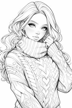 Elegant Winter Sweater Design - FREE Coloring Book Sheet | Adult