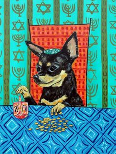 CHihuahua dog banjo 8x10 artist prints animals impressionism gift new