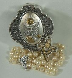 99 Best 1st Communion Gifts Ideas Images On Pinterest First Communion Rosary Beads With Case Blessed Mother Simulated Pearl Metal Italy First Veilscommunion Giftsholy