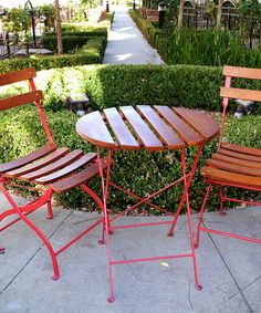 cosco 3 piece folding bistro style patio table and chairs set red
