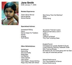 child actor sample resume child actor sample resume are examples