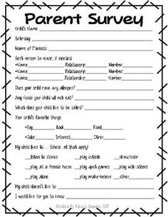 Welcome Letter plus Parent Survey! Parents, Teachers, Pre K, Parent Survey, Teacher Pay Teachers, Childcare Business, Daycare Forms, Childcare Marketing, Survey Form