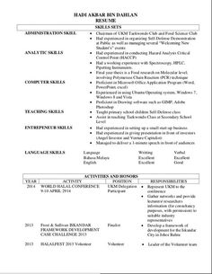 sample science resume