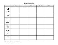 blank weekly menu planner template menu planning in 2018
