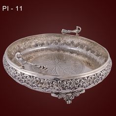 Silverplate Initials Patina Vintage Engraved Silver Serving Dish Cottage Holiday Party Wedding Decor Round Fruit Bowl