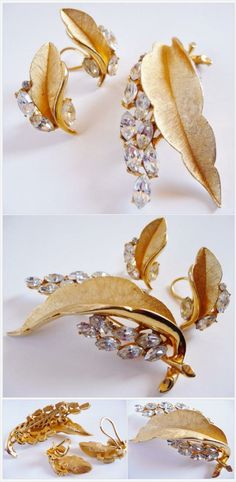 Prong set set sparkly marquise rhinestones set in rhodium plated metal. Clear stunning screw back vintage earrings