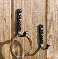 Set of 5 hand made wrought iron small Shaker heart nails coat peg barn hangers