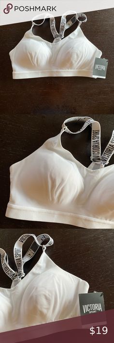 VSX Lightweight Wireless Victorias Secret Sports Bra 34B White Mesh Molded Cups VSX Lightweight Wireless Victorias Secret Sports Bra 34B White Mesh Molded Cups