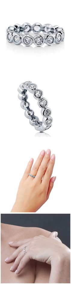 BERRICLE Rhodium Plated Sterling Silver Cubic Zirconia CZ Bubble Anniversary Stackable Eternity Ring