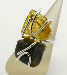 Shilpi Impex Natural Citrine Rough Prong Set 925 Sterling Silver Handmade Ring Jewelry