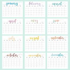 12 months calendar 2018