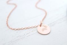 Handmade polished solid 14k rose gold 38 Solid 14K Rose Gold Disc Necklace disc necklace ~9.5mm