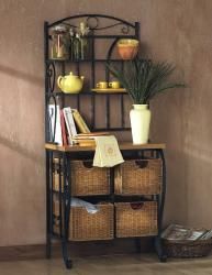 64 Best Bakers Rack Images Decorating Iron Wood Holly Martin Tuscan Scrolling Metal Iron Bakers Rack W Wicker Basket