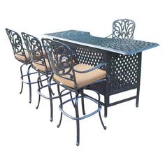 Propane Fire Pit Table Set 7 Piece Cast Aluminum Patio Furniture Hampton 5 Piece Aluminum Patio Bar Dining Furniture Set