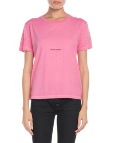 Saint Laurent Printed Cotton-jersey T-shirt In Pink | ModeSens ...