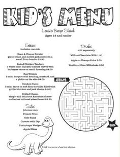 kids menu template
