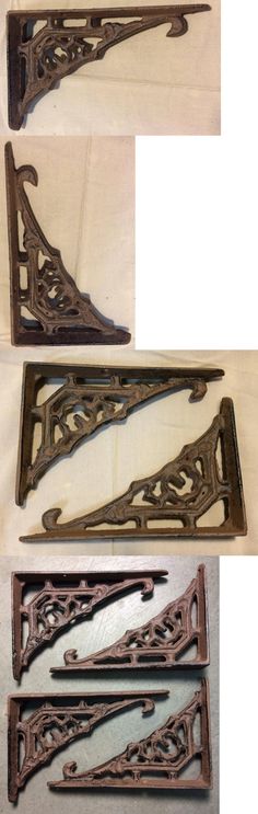 SET OF 6 SPIDERWEB CAST IRON SHELF BRACE BRACKETS rustic black finish
