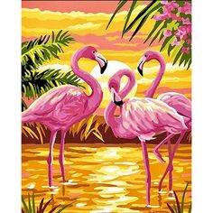 Diy Painting Paint By Number Kits Diy Oil Paint Flamingo With Brushes And Acrylic Pigment For Adults Kids Beginner Christmas Decor Pre-Printed Canvas Art Home Decorations Gifts 40X50Cm Frameless Oil