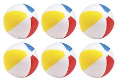Intex Glossy Panel Beach Ball Large 20 Classic Red Blue Yellow /& White Beachball 6 Pack