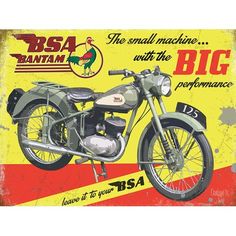 BSA Bantam D1 Motorcycle A3 size Limited Edition Print