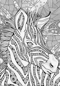 Coloring Book Page For Adult And Children Zebra In Zentangle Style Black White Monochrome Background Doodle Hand Drawn