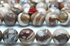 10MM AFRICAN ZEBRA JASPER GEMSTONE BROWN SWIRLS ROUND LOOSE BEADS 7.5/"