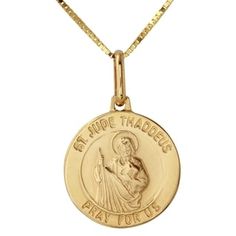 45mm x 13mm Million Charms 14K Two-tone Gold with White CZ Accented Saint Jude Thaddeus Charm Pendant