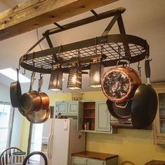 10 Pot Rack Lighting Ideas Hanging Pots Pot Rack Hanging Pots, Hanging Pot Rack With Light Fixture