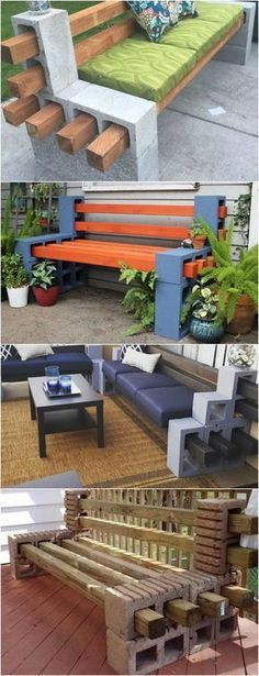 10 Amazing Cinder Block benches More Backyard Projects, Outdoor Projects, Diy Outdoor, Diy Garden, Outdoor Spaces, Outdoor Living, Home And Garden