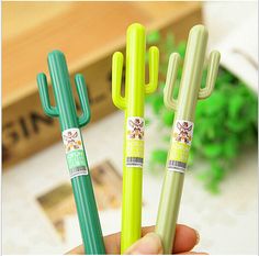 2pcs Office School Supplies Cute Cactus Design Gel Pen Ballpoint Writing Pen