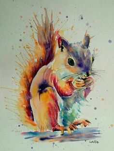 Art print of Squirrel watercolor painting by Anna Lee ACEO print A pause